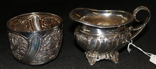 Edwardian sugar bowl and cream jug